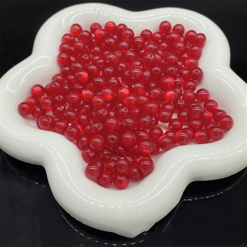 Cuentas al por mayor de plástico de 8mm de resina de ojo de gato de imitación cuentas redondas cuentas sueltas OLY-BDS-XH002